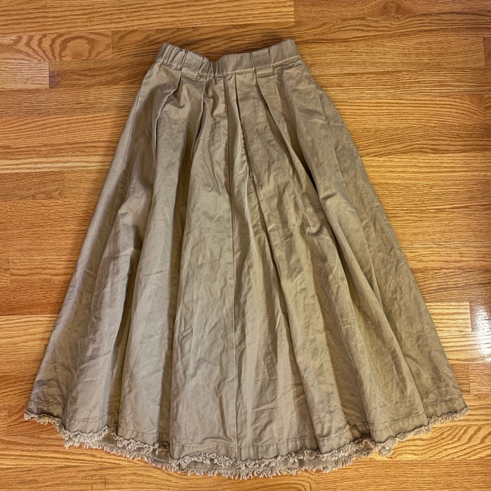 Vintage Japanese Caca Deal khaki pleated maxi skirt